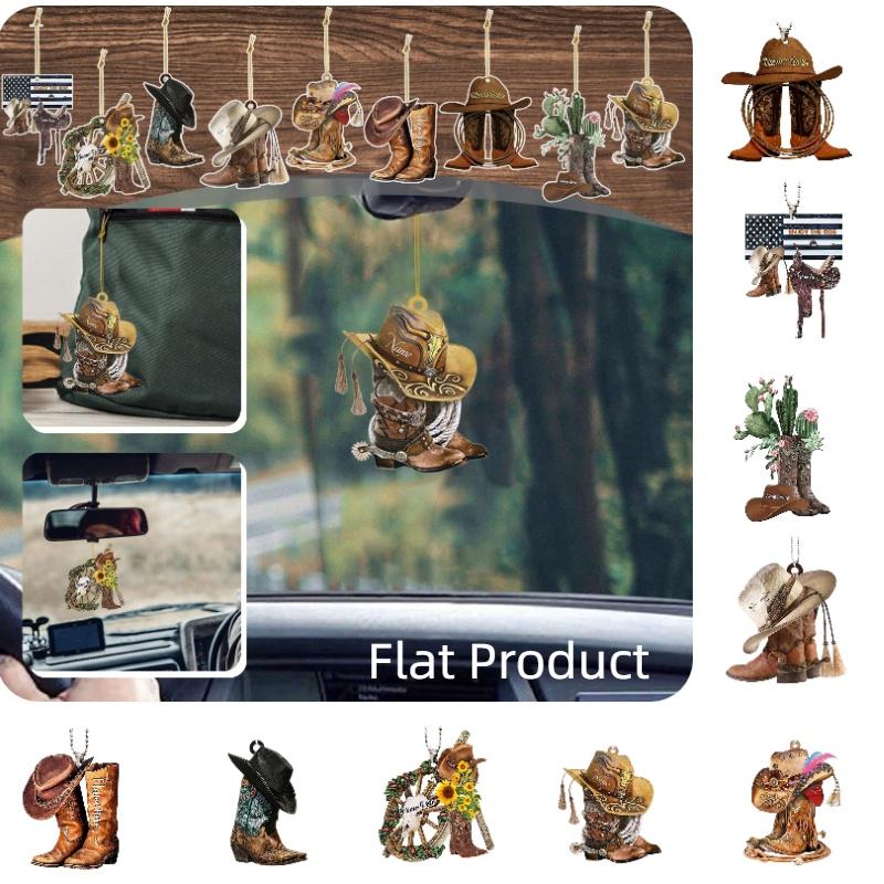 Новинка Персонализированное декоративное акриловое подвесное украшение в виде ковбойского сапога для автомобиля, брелок-подвеска для седла, винтажный стиль