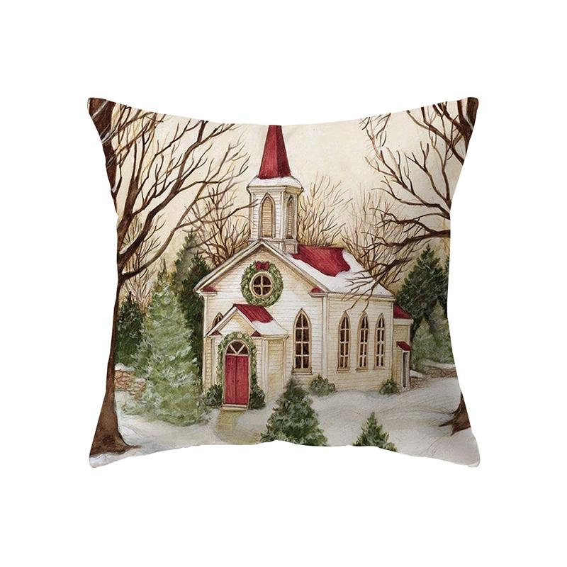 Чехлы для подушек с веселой рождественской атмосферой и принтом для дома, гостиной, украшения дивана, квадратная подушка, наволочка