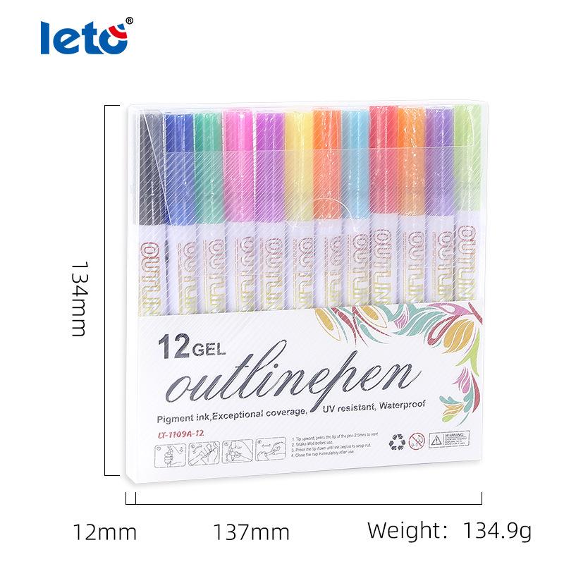 Набор флуоресцентных ручек Letu с двойной линией для ведения дневника и DIY-проектов - Водонепроницаемый, Идеально подходит для студентов и художников