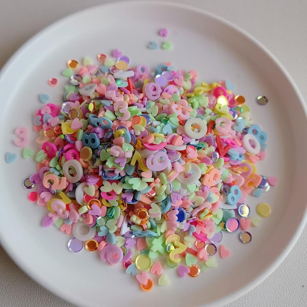 500g Mixed Dots Sequin Polymer Clay Numbers Slices Sprinkles for Slime Filling Topping DIY Nail Art Decor Valentine Crafts