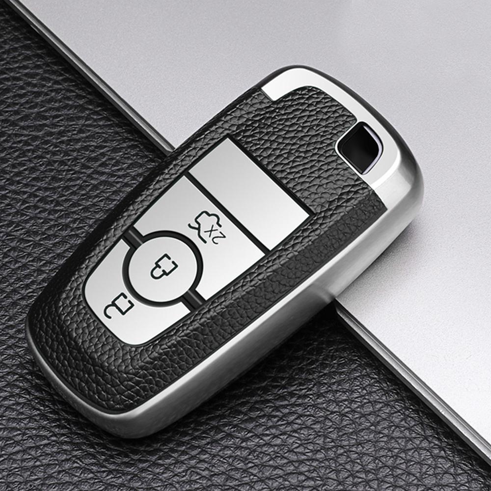 For Ford Fusion Mondeo Mustang Explorer Edge EcoSport Mondeo For Lincoln MKC MKZ MKX Leather Remote Key Case Cover Shell Fob Keychain