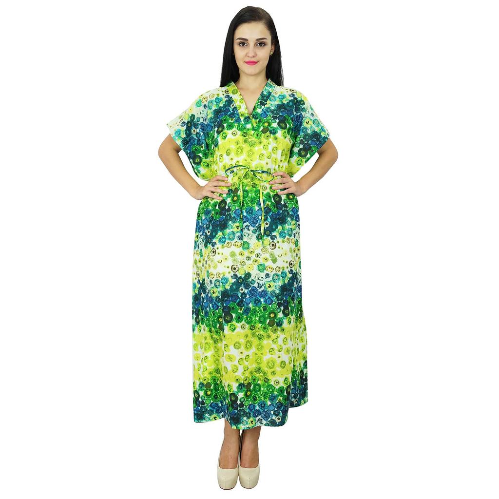 Bimba Женский длинный хлопковый кафтан в стиле бохо, ночная рубашка, платье макси кафтан