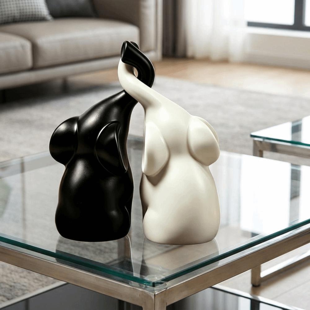 Minimalist Elephant Sculpture Niche Style Loving Figurine Couples Elephant Statue Office