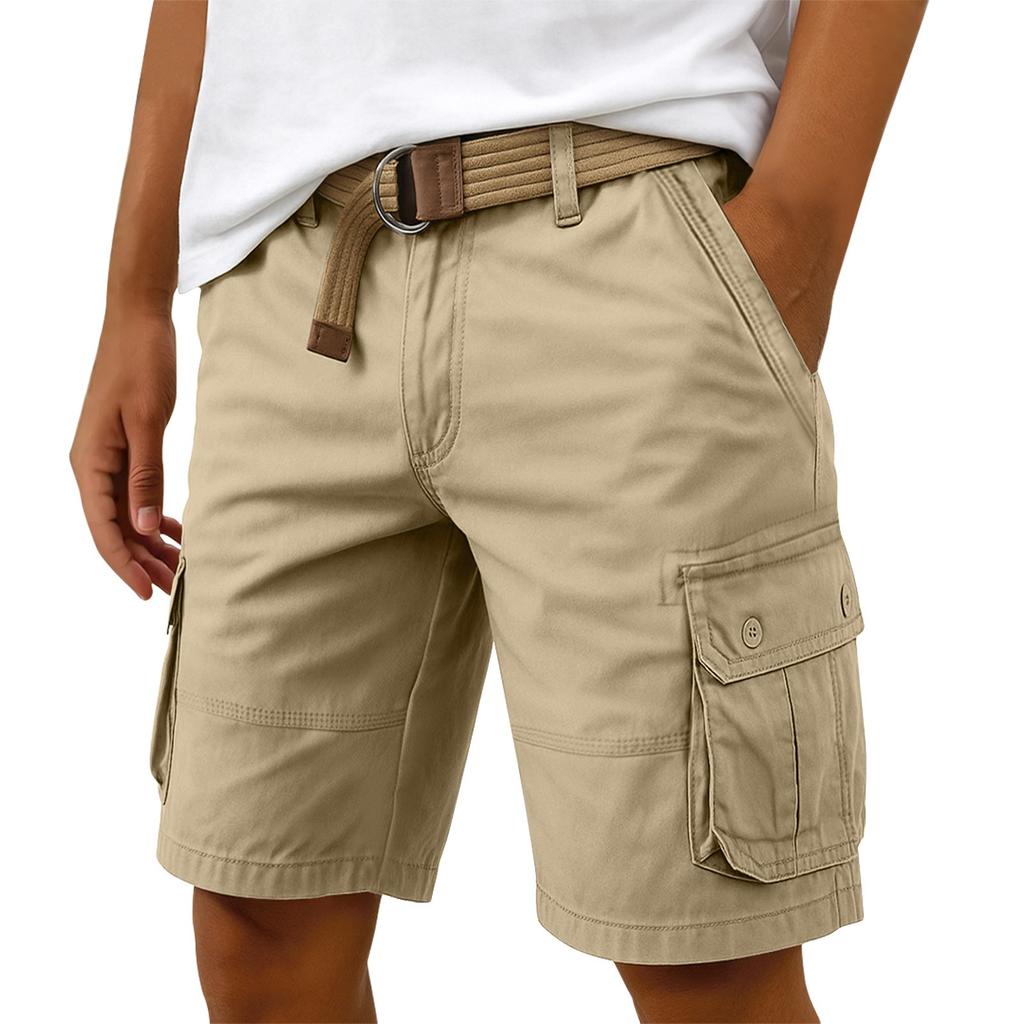 Мужские летние шорты-карго с несколькими карманами. Мужские повседневные модные однотонные свободные шорты-карго.