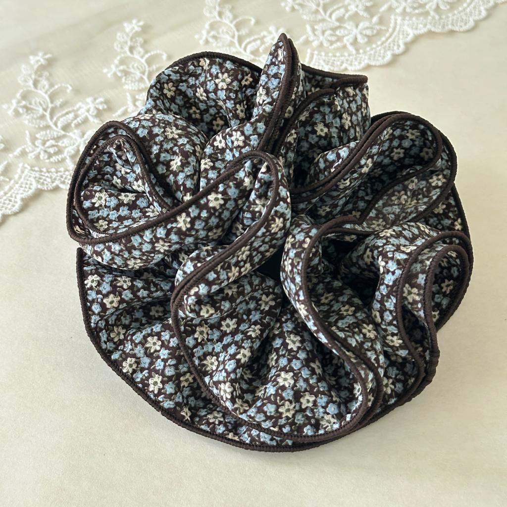 Oversized Ruffle Edge Floral Hair Bands High Volume Visual Enhancing Scrunchies Pastoral Style Aesthetic Hair Pieces