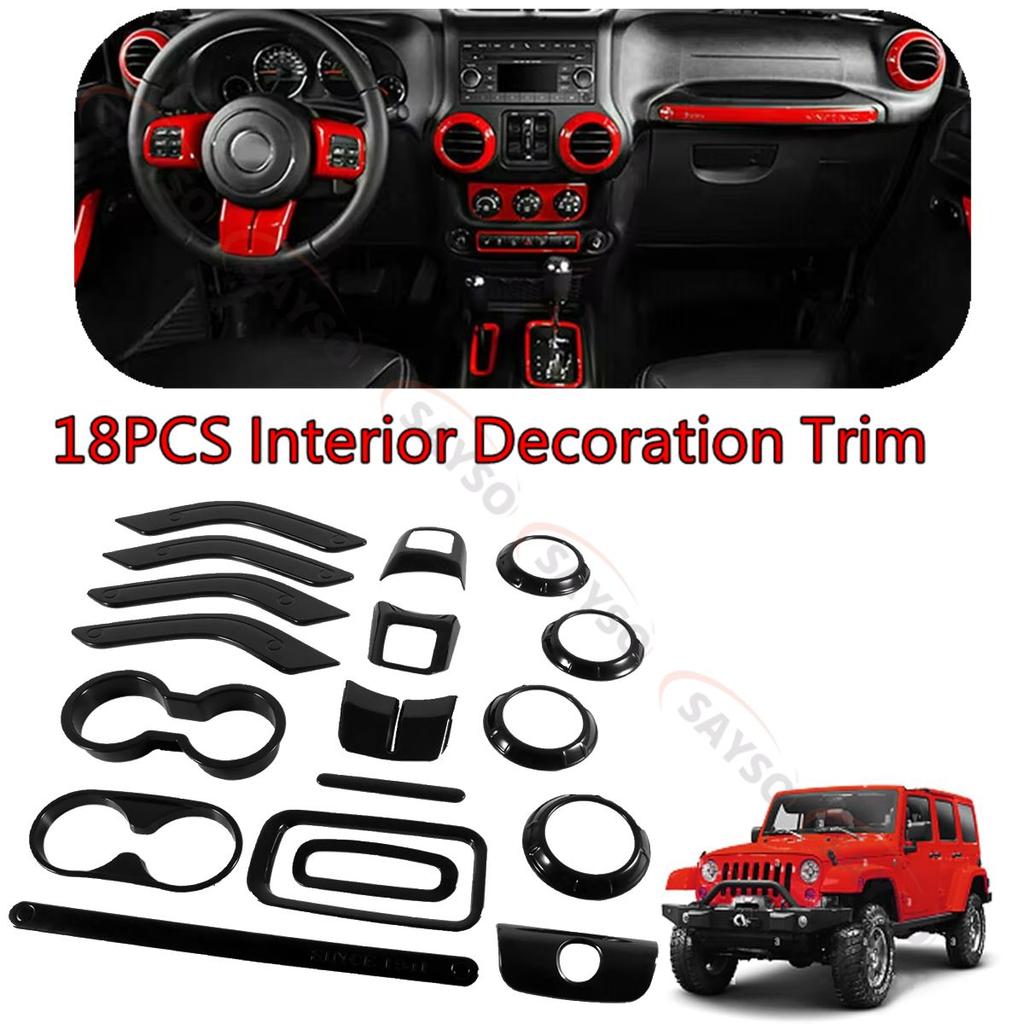 Red/Blue/Black Car Interior Decor Trim Kits For Jeep For Wrangler JK JKU 4 Door 11 17 Enhance Aesthetics And Easy Installation