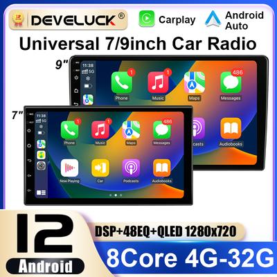 Универсальный 7,9-дюймовый автомобильный радиоприемник 2 Din Android 12 Беспроводная система CarPlay для интеллектуальных систем Smart Autoradio для Nissan Toyota Kia