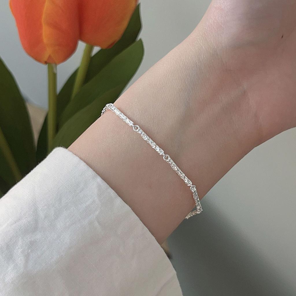 S925 Sterling Silver Cold Style Light Luxury Bracelet Female Irregular Niche Bracelet Korean Style Fashion Simple Hand Jewelry