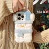 Милый плюшевый чехол для телефона со снеговиком для iPhone 16 Pro 15 14 13 12 11 Pro Max, противоударный чехол