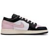 Jordan Air Jordan 1 Leather Slip Resistant Abrasion Resistant Low top Vintage Basketball Shoes Women's Black Pink 553560-081(Team1517-)