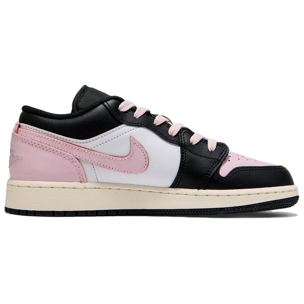 Jordan Air Jordan 1 Leather Slip Resistant Abrasion Resistant Low top Vintage Basketball Shoes Women's Black Pink 553560-081(Team1517-)