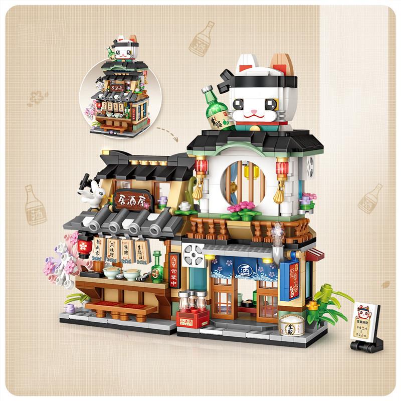 Street View Series Строительные блоки Izakaya Shaved Ice Shop Takoyaki Shop Кофейня Panda Tea House модель детский подарок