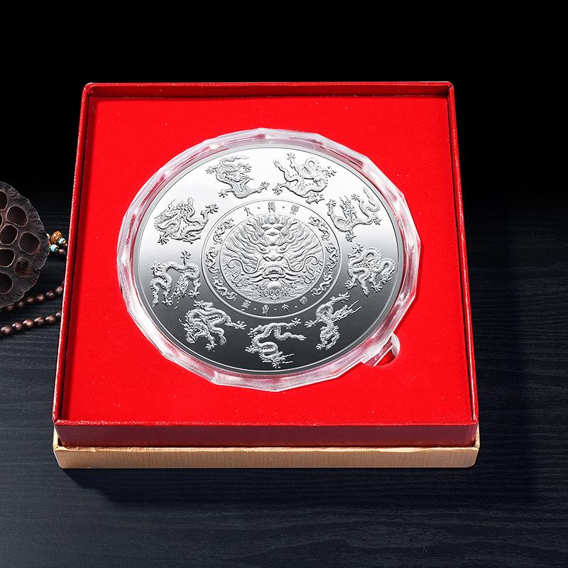 Nine Dragon Wall large disc ornament, metal commemorative medal, tourist souvenir, gift, Christmas gift, Stocking stuffers