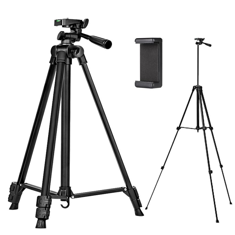 Glvaner 125cm 3 Adjustable Smartphone Camera 3WAY Overhead Adjustable Smartphone Storage Bag Compatible with Digital For Cherry Blossom Black Tripod,