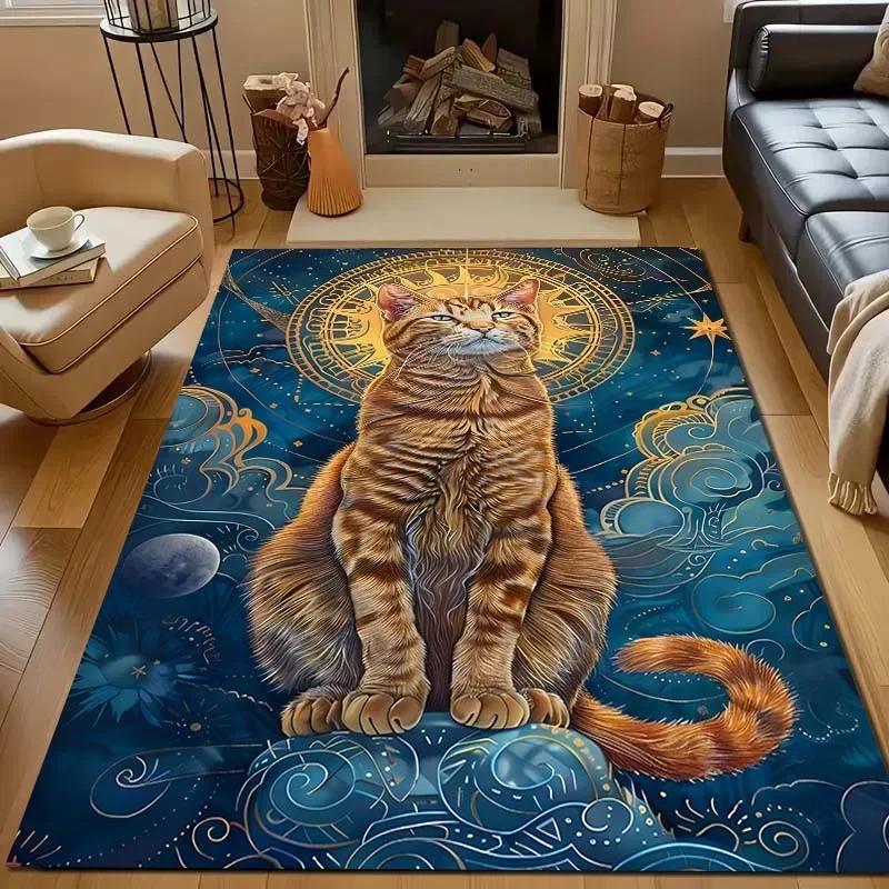 Новые полки! Египетская мифология Ковер с черным котом, Ковры для гостиной, спальни, офиса, детской комнаты, Нескользящий коврик, машинная стирка