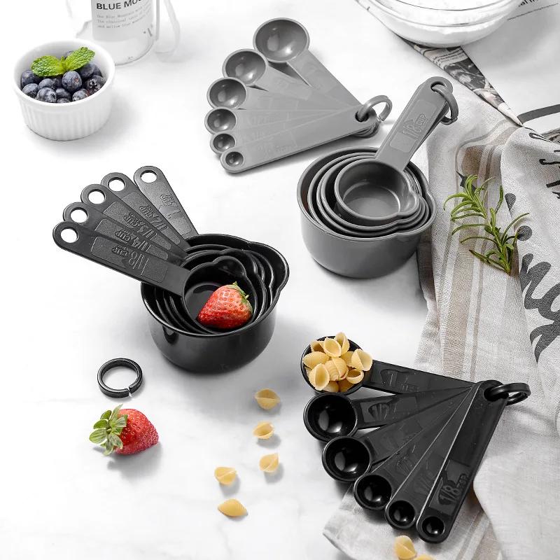 11Pcs Kitchen Measuring Cups Spoons Set with Scale Plastic Baking Measuring Tools for Flour Sugar Teaspoon Scoop Cooking Tools
