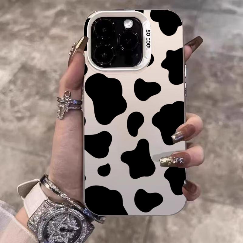 Black Leopard Print Electroplate Phone Case For Samsung Galaxy S25 Ultra S24 S23 S22 S21 S20 Plus FE A15 A35 A54 A55 Hard Cove