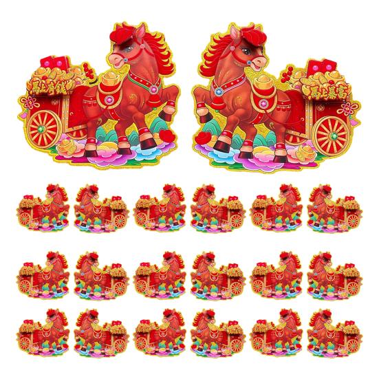 10 пар наклеек на дверь на китайский Новый год, настенные наклейки со знаком зодиака Лошадь, 2026 год