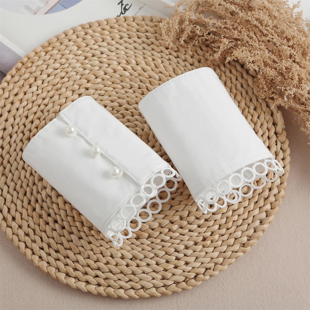 Girls White Ruffles Fake Sleeved for Womens Sweater Shirt Wrist Cuffs Wild Elbow Sleeve Pleated False Cuffs Skirt Decorative