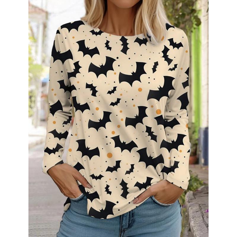 Halloween Women's Long Sleeve Cute Pumpkin Head 3D Pattern T Shirt  Autumn Fashion  Women's Top Harajuku  Pullover Clothing