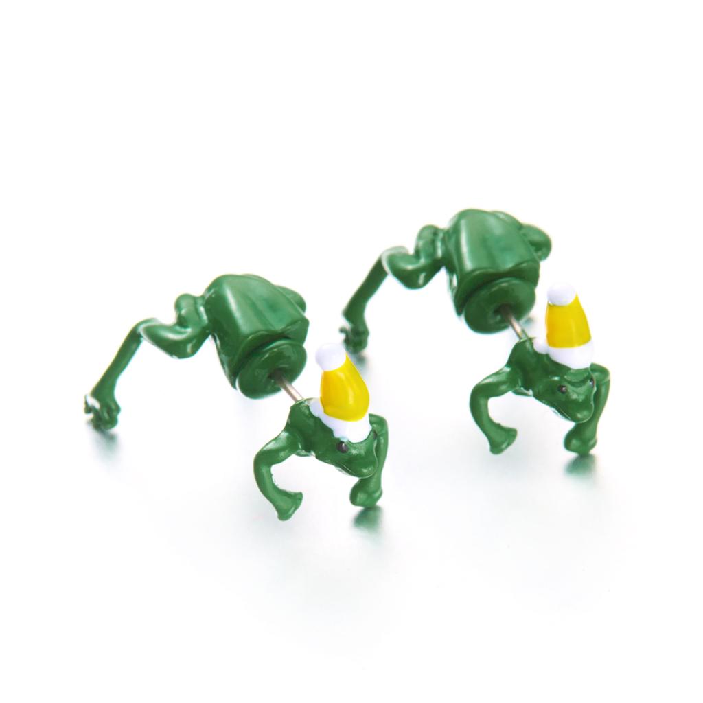 Забавные серьги-пусеты в виде зеленой лягушки для женщин, милые серьги-клипсы в виде животного лягушки, пирсинг-пусеты, ювелирные изделия в эстетике Y2k, подарки