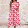Women's Summer  Casual Floral Print  Round Neck Midi Dress Basic Classic Outdoor Everyday Short Sleeve Loose Dress