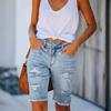 2024 Летние Европейские и Американские Женские Выстиранные Рваные Джинсовые Шорты