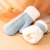 Winter Women Keep Warm Plus Velvet Wrist Thicken Jacquard Twist Wool Knitting Gloves Full Finger Cycling Drive Cute Mittens