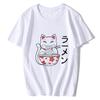 Футболка Neko Ramen Japan Cat Anime, мужская, высококачественная, эстетичная, из хлопка, классная, винтажная, в стиле Харадзюку, уличная одежда, мужские футболки