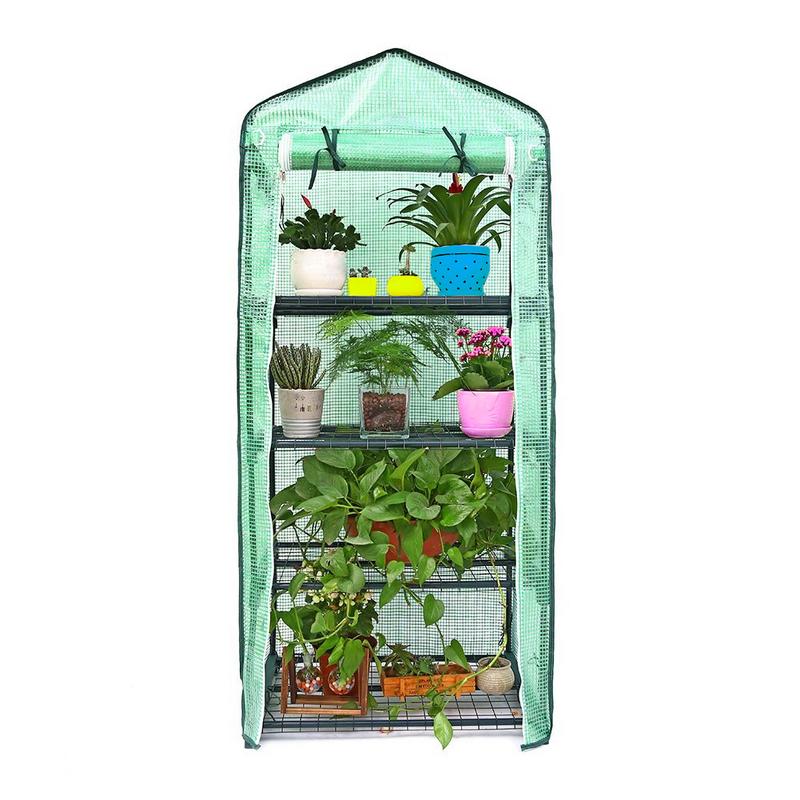 4 Tier Greenhouse Iron Stands Shelves Outdoor Garden Mini Garden Warm Room Greenhouse Garden Plants Cover (Without Iron Stand)