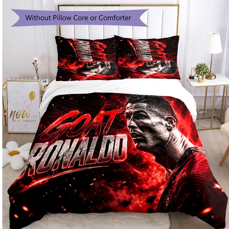 Cristiano Ronaldo Pattern Printed 3PCS Bedding Set Soft Skin-Friendly Washable Duvet Cover & Pillowcases Set All Season Bedroom