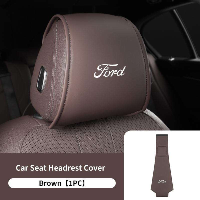 PPWE7 1/2PCS Leather Car Seat Headrest Protective Cover Auto Interior Accessories For Ford Escort KA Flex Everest KA Expedition Falcon