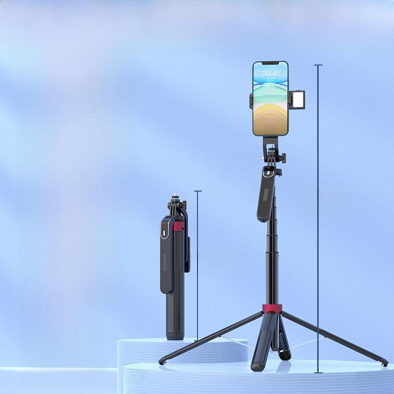 Ручной стабилизатор P185: Алюминиевый сплав Мобильная камера Quadripod & Bluetooth Selfie Stick с заполняющим светом