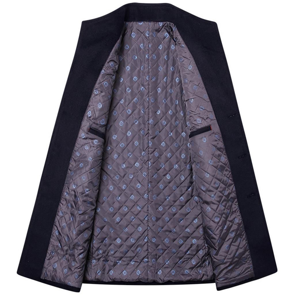 Осенне-зимнее мужское шерстяное пальто средней длины, ветровка с утолщенным хлопком, мужское пальто