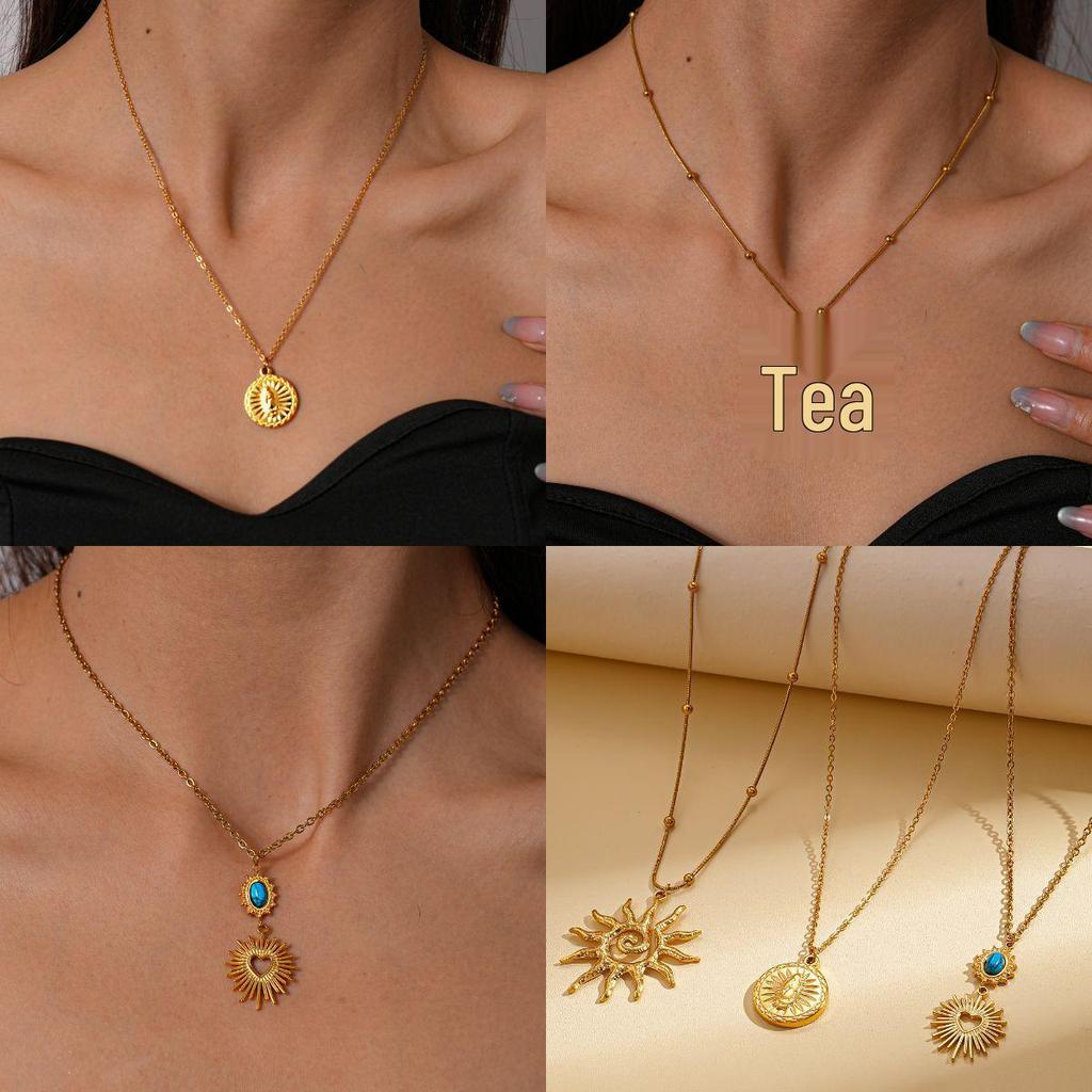 Европейско-американское Роскошное Ожерелье-Чокер из Нержавеющей Стали в Форме Подсолнуха и Сердца - Модный Титановый Чокер для Изысканного Образа