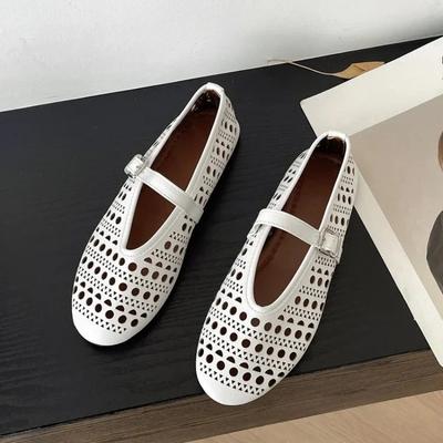 Модные мягкие женские балетки с вырезом, летние и осенние, туфли Мэри Джейн для ходьбы, повседневные туфли с круглым носком для девочек