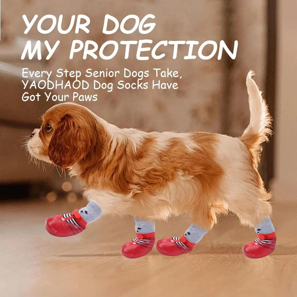 Warm Knitted Pet Dog Socks Waterproof Non-slip Rubber Boot Socks For Cats Small Medium Pets In Rainy Snowy Days