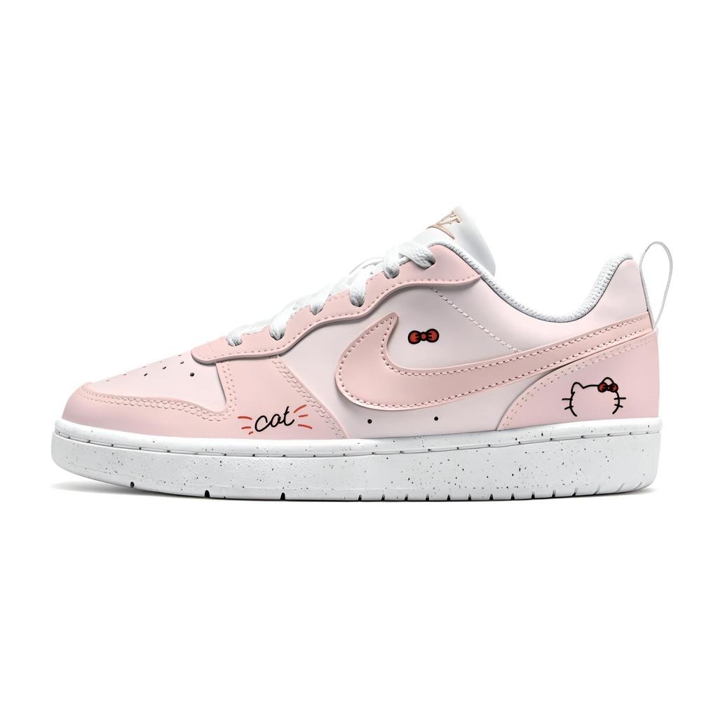 Nike Court Borough Synthetic Leather Slip Resistant Abrasion Resistant Low top Skateboard Shoes Unisex Pink DV5456-141(Team1104-)