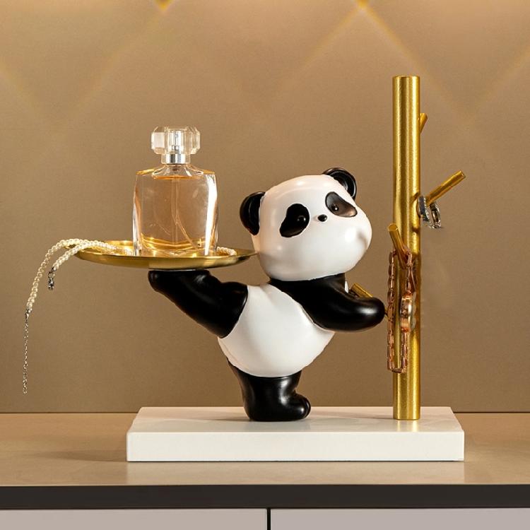 Multipurpose Lovely Pandas Entryway Organizers With Two Trays Accessory for Functional and Stylish Storage Needs