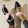 Fashion Plus-size Flat Shoes for Women Pointy Shallow Front Lace-up Butterfly Knot Soft Sole Non-slip Low Top Shoes