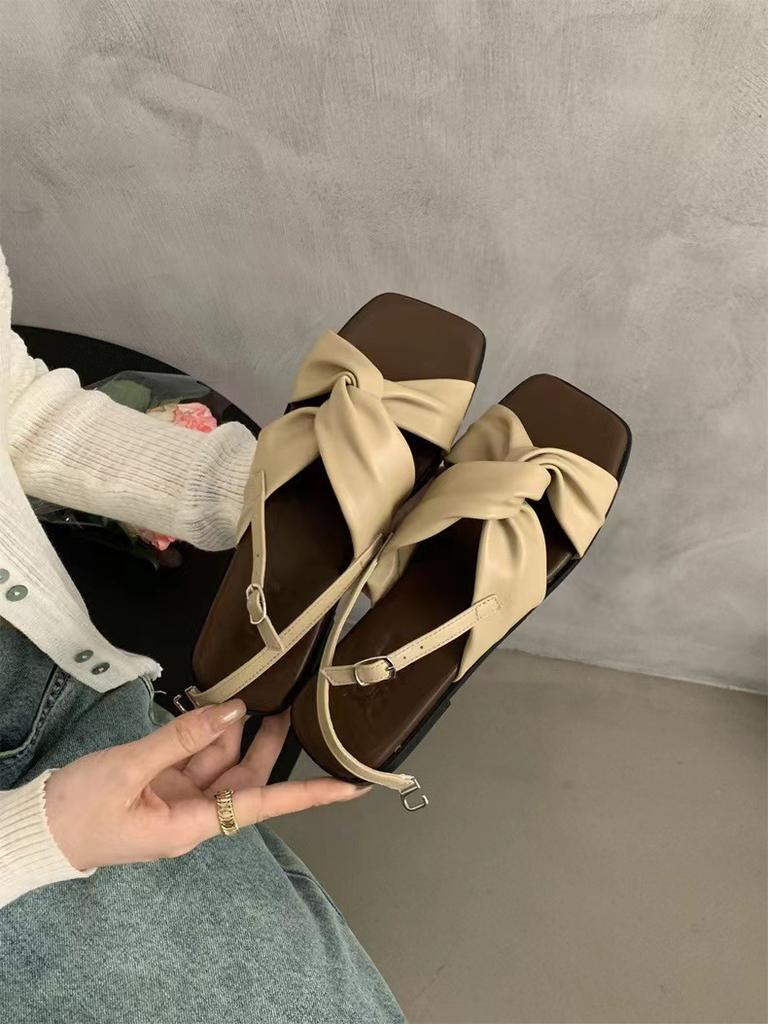 Женская летняя одежда новая французская ретро фея ветер отпуск морской берег мягкие плоские пляжные туфли римские сандалии