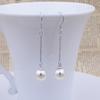 Elegant Women's Long Earrings Imitation Pearl Shell Pearls Silver Earrings Princess All-Matching Ear Hook Ear Rings