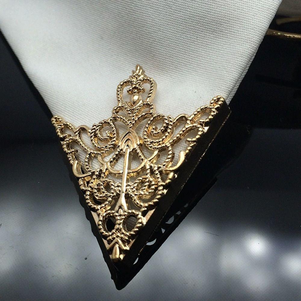 Hollowed Out Triangle Shirt Collar Pin Clothes Decorative Pin  For Business Ceremony Banquet