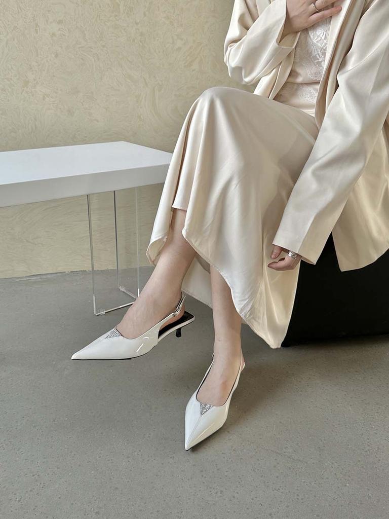 Мода Черный Золотой Белый Серебряный Летние женские босоножки с острым носком Сексуальные туфли-лодочки для вечеринок Свадебные туфли-лодочки с ремешком сзади Модные женские туфли-лодочки 35-39