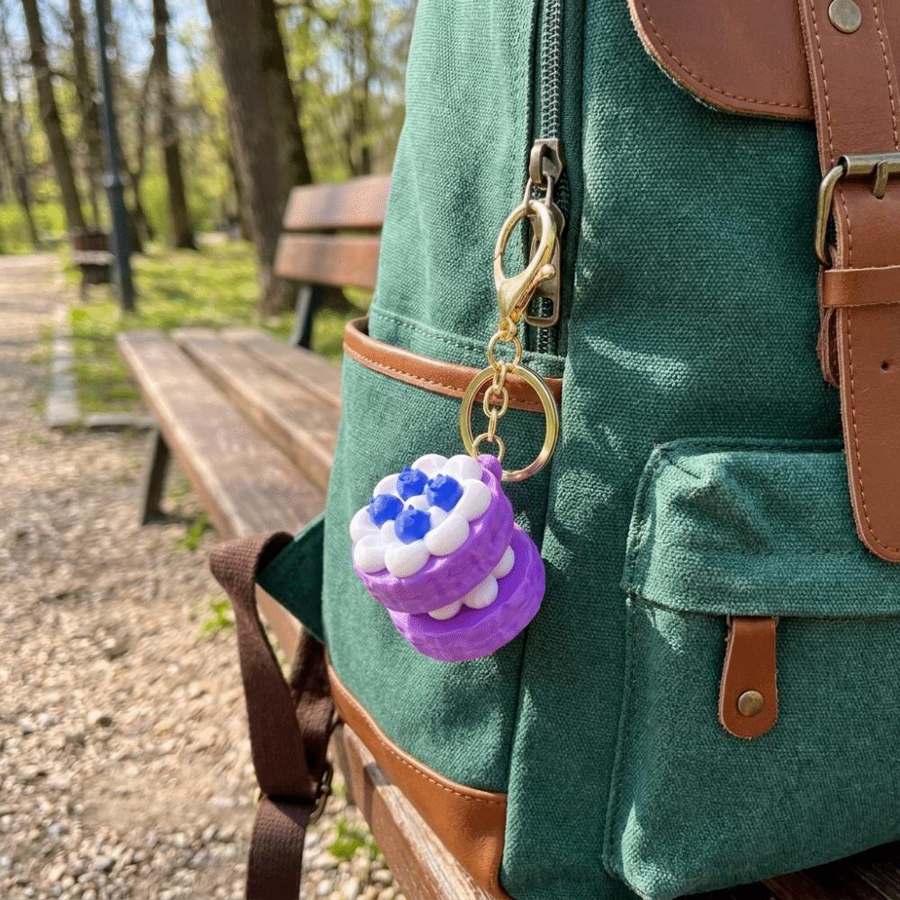 Plastic Fruit Cake Clicker Keychain Realistic Dessert Fidget Clicker Bag Accessory