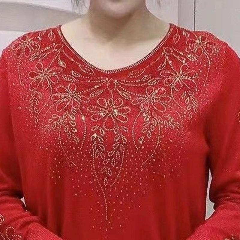 Весна Осень V-образный вырез Длинный рукав Свитер Женский Вязаный пуловер с ромбами Женский Блестящий топ с подолом