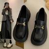 Лоферы женские 2025 новые весенние на платформе ретро однопедальные маленькие кожаные туфли британский стиль черные для униформы jk одинарные туфли