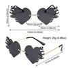 Rimless Fire Heart Shaped Sunglasses Uv400 Protection Costume Accessories Halloween Glasses Flame Love Sun Glasses