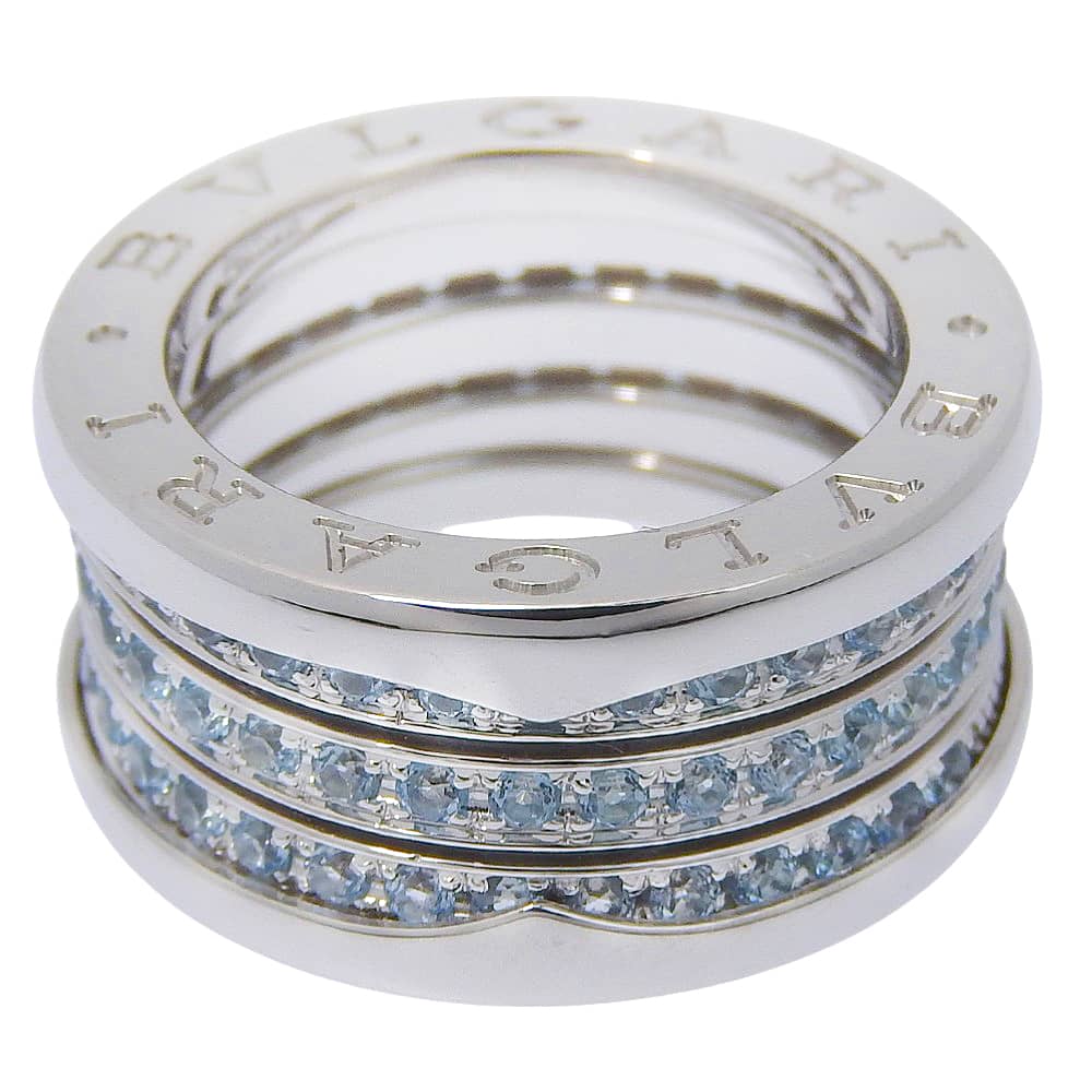 Bvlgari Кольцо B-Zero1 Be zero one 4 дорожки K18 белое золото/Голубой топаз #5.1(Наш размер) 13,0 г Женские Б/У