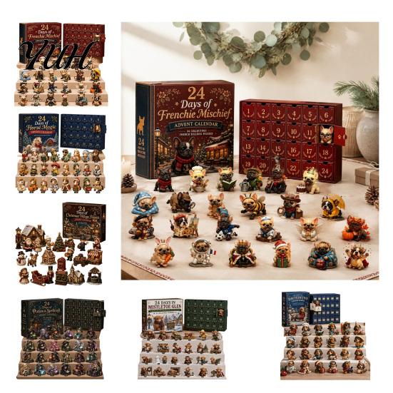 Daily Surprise Mini Game 24 Days Advent Calendar 2026, Highland Cow/Horse/Dog Figures Christmas Countdown Small Figurine Collection Calendar,
